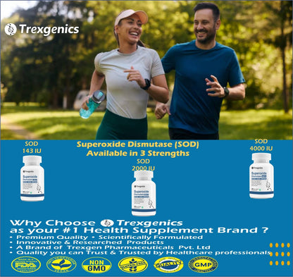 Advertisement for Trexgenics supplements with a man and woman running outdoors.