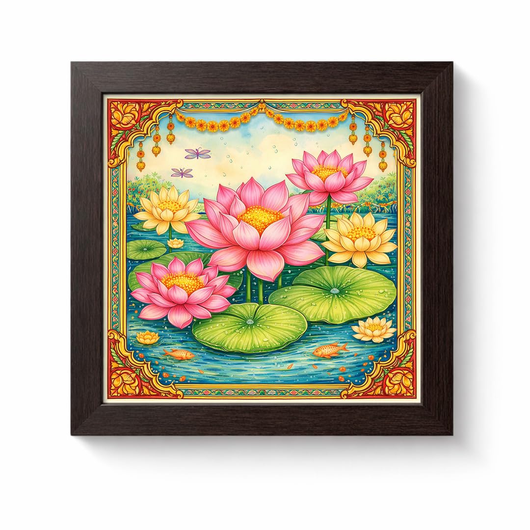 Lotus Pond Peace Calm Water Floral Serenity Nature Harmony Sacred Framed Poster Artwork Decor Painting