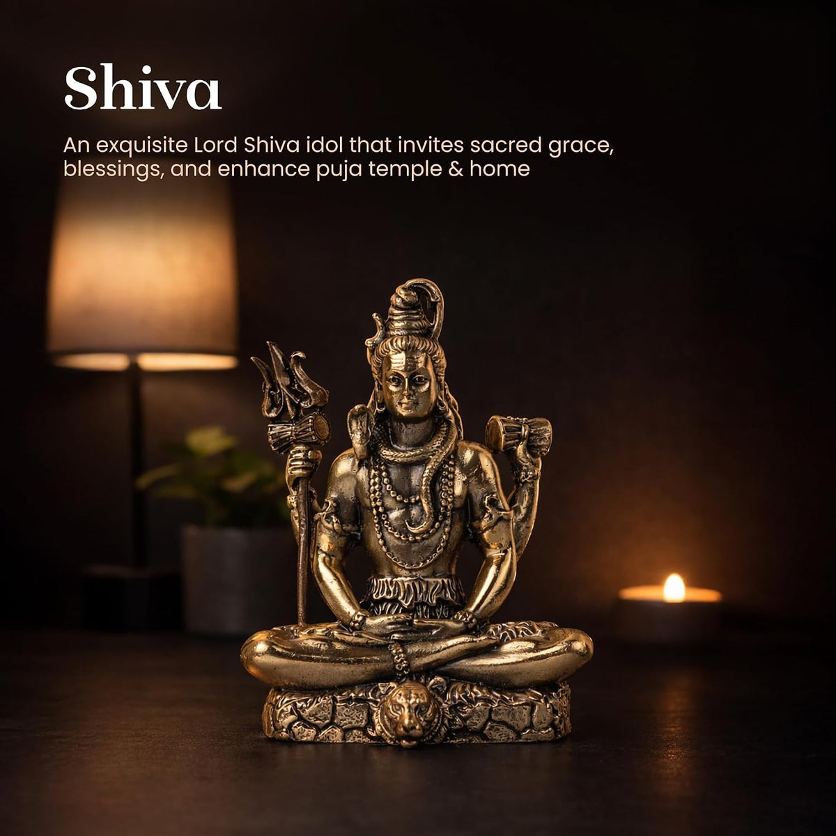 Handcrafted Brass Shiv Ji Murti | Lord Shiva Idol for Meditation, Pooja Room & Home Temple | Auspicious Hindu God Statue (Design03: L6 x W3.5 x H7 cm)