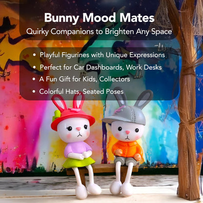 Nostrae Bunny Couple Miniature Toys & Cute Miniatures Decorative Items | Small Figurines for Home Decor | Desk Decoration Miniature Things, Gifts & Mini Showpieces Desk Decor (Set of 1)