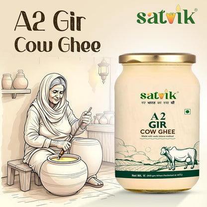 SATVIK PURE GHEE A2 Gir Cow Ghee 1 Litre Churned From Vedic Bilona Method Bilona Ghee A2 Cow Desi Ghee 1 Litre,1.49 Kilograms