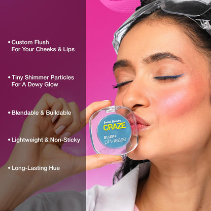 Swiss Beauty CRAZE Blush pH-Lease | Tiny Shimmer Particles For A Dewy Glow With Macadamia Oil & Olive Oil |