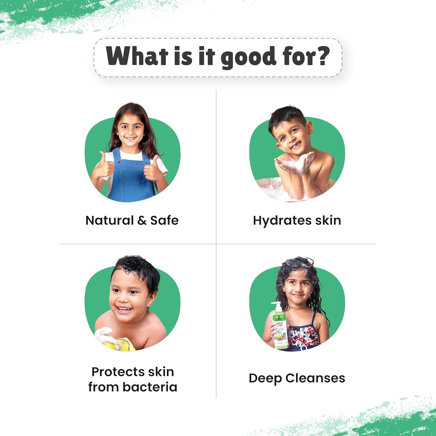 Little Joys Anti-Bacterial Neem Body Wash for Kids (2+ Years) 250ml | With Vit E, Oats & Aloe Vera Extract | Gently Exfoliates, Protects & Deep Cleanses Skin