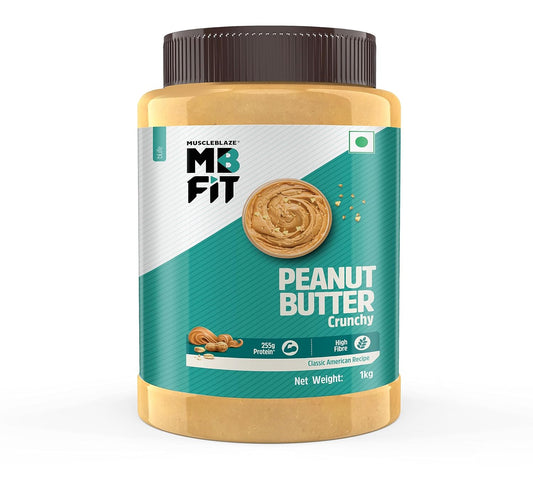 MuscleBlaze Fit Classic Peanut Butter with Omega 3 & 6 (Crunchy, 1kg) | 25.5g Protein | Fibre Rich, No Trans Fat