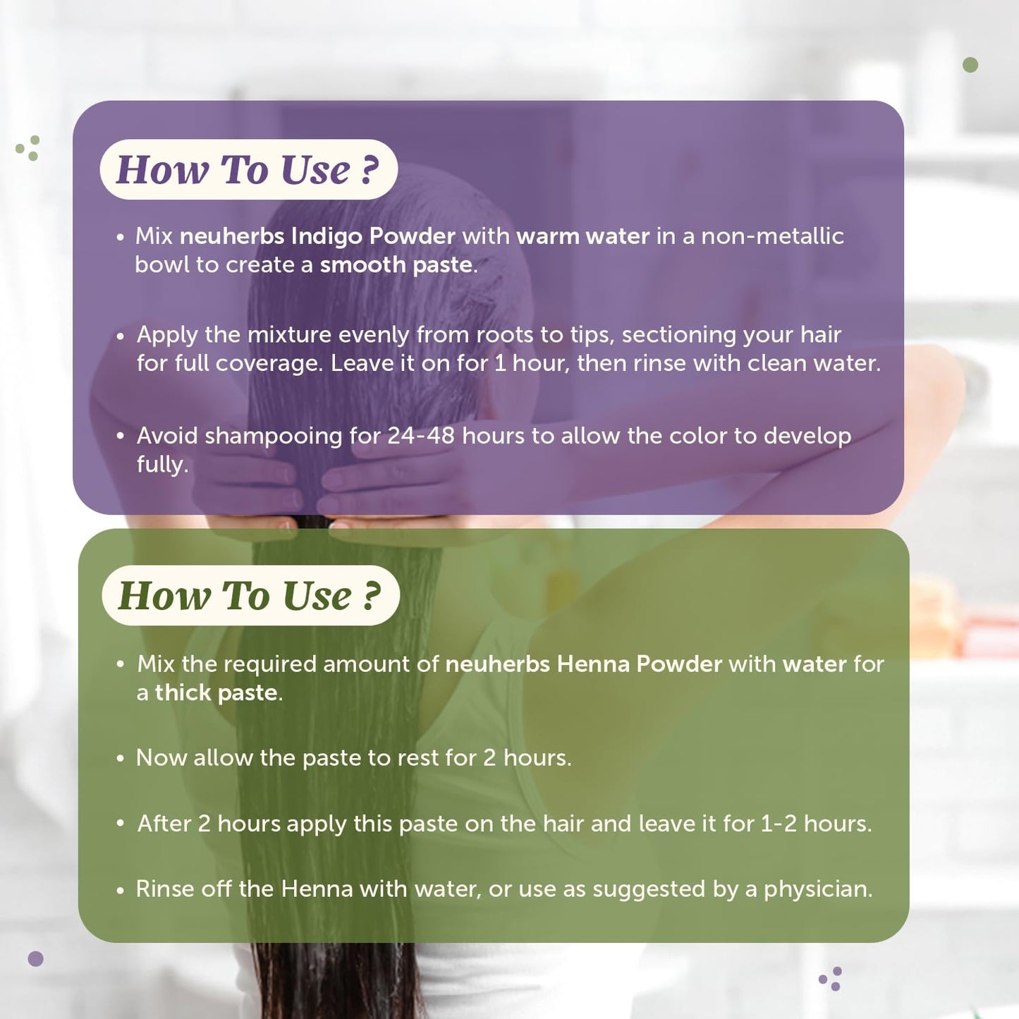 Neuherbs Henna and Indigo Powder for Hair (100 gm Each), Combo Pack | Pure & Natural Powder for Colouring and Nourishing Hair | With No Artificial Colour & Additives