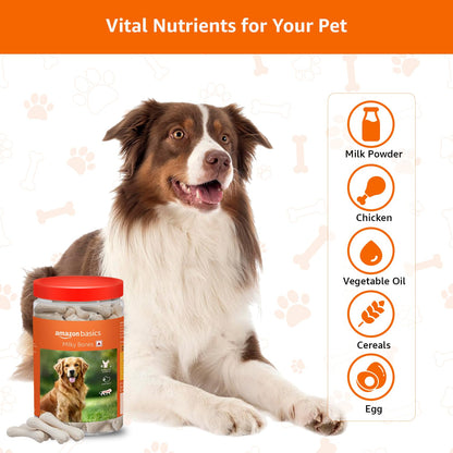 Amazon Basics Dog Calcium Bones | for All Breeds | Milky Bones | 800 g | All Life Stages