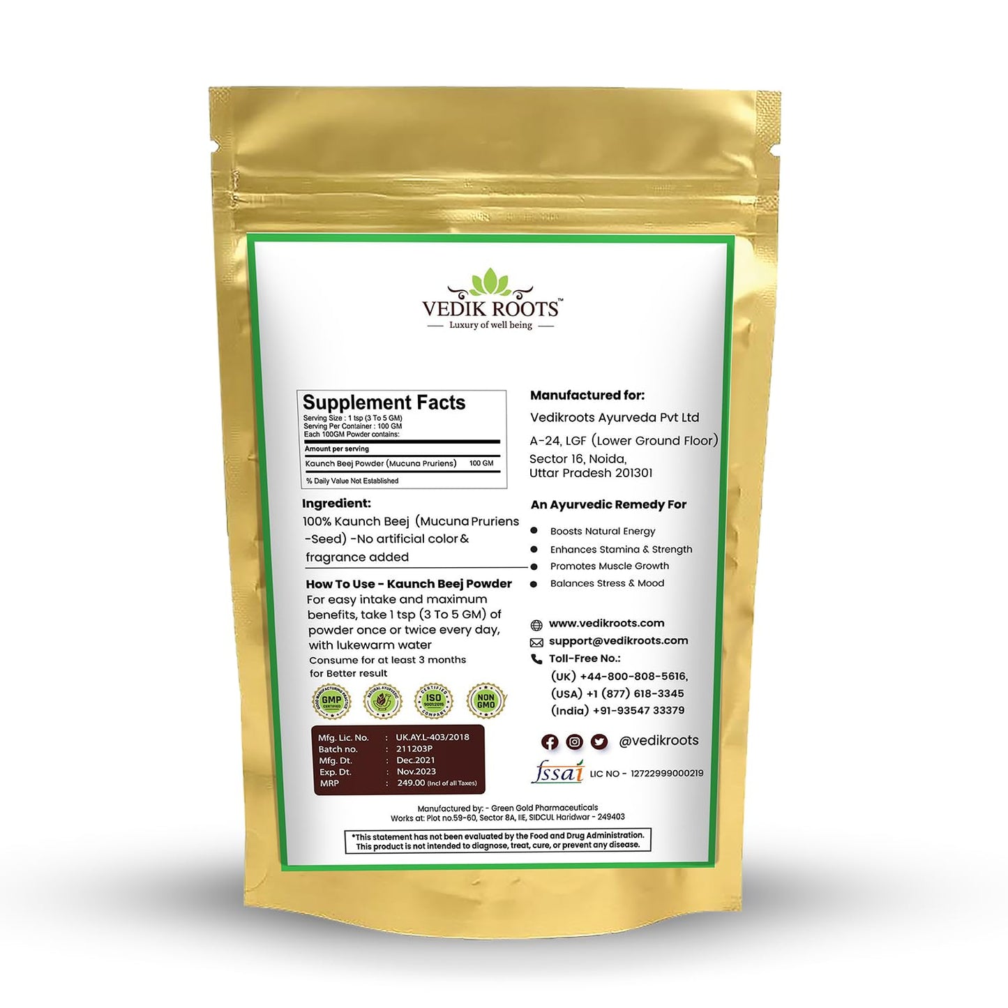 Kaunch Beej Powder - Tap Into The Power Of Ayurveda For Increased Strength And Stamina 100Gm (Pack of 1)