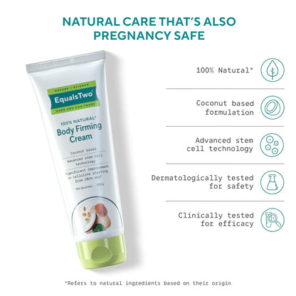 EQUALSTWO by Zydus Body Firming Cream, Anti-Cellulite Cream for Skin Tightening & Elasticity, Enriched with Vitamin C, Shea Butter, Logan Fruit, & Lotus Flower Extract, PH 5.5, Dermatologically Tested, 100ml (Pack 1)