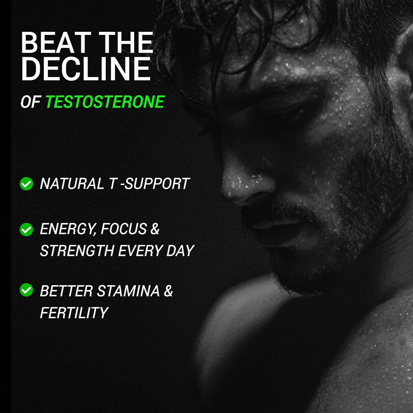Be. Alpha Testosterone Support for Men | Daily Magnesium Supplement, Ashwagandha, Safed Musli, Fenugreek, Gokhshura & Ginseng | For Energy, Stamina, Vitality & Muscle Mass | (60 capsules)