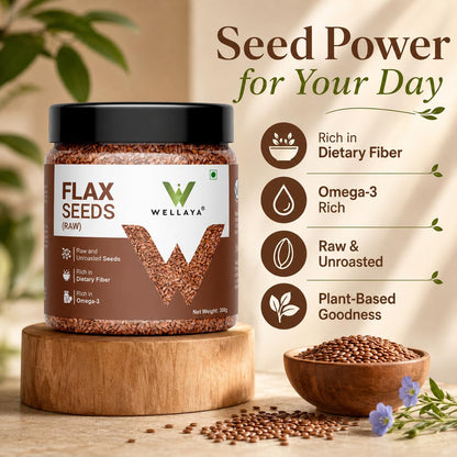 WELLAYA Flax Seeds - Alsi Seeds | Rich Protein Healthy Raw Seeds for Eating | Source of Iron & Dietary Fibre | Vegan Superfood for Wellness