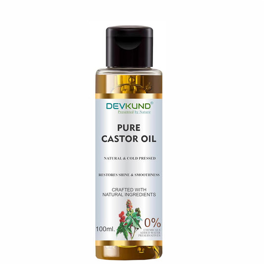 Devkund Pure Castor Oil bottle on a white background