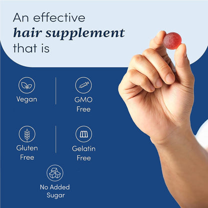 Man Matters Biotin Hair Gummies (30N) | No Added Sugar | With Biotin, DHT Blockers, Vitamin A, C, E, Zinc & Fibre | For Healthy & Strong Hair | Strawberry Flavour | 100% Veg & Gut Friendly