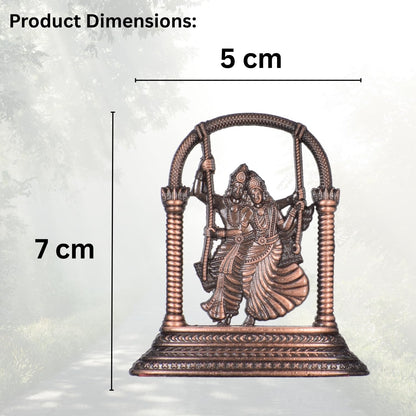 Radha Krishna Jhula Idol for Car Dashboard – Copper Finish Divine Couple Figurine Spiritual Decor for Home & Travel (S907-CPR)