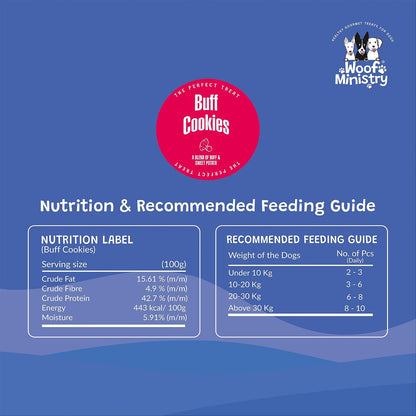 Woof Ministry Buff Cookies for Dogs, Minimal Ingredient Dehydrated Dog Treats (Non Veg Treats -100 Grams),All Life Stages