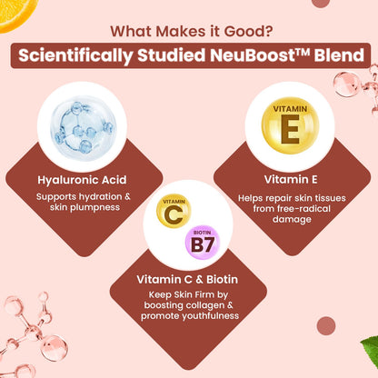 Neuherbs Glutathione 600mg - 15 Effervescent Tablets For Healthy & Glowing Skin | L-Glutathione Tablets With Hyaluronic Acid, Vitamin C & E For Skin Glow, Hydration & Anti Pigmentation | Orange Flavour