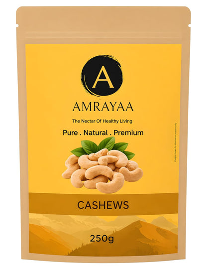 AMRAYAA W320 Premium Whole Cashews | Unpolished, Unsalted & Natural Kaju Nuts | Crunchy Deluxe Size | Antioxidant Rich Healthy Snack | High Protein, Iron, Magnesium, Zinc & Phosphorus