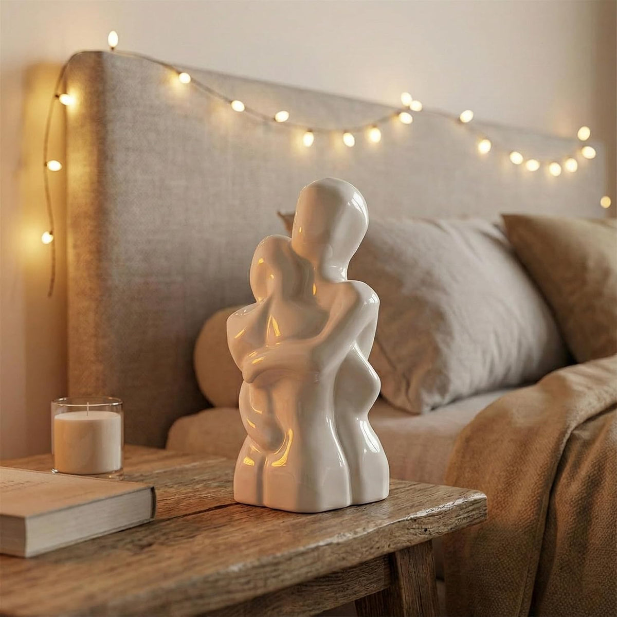 CraftVatika Romantic Couple Showpiece, Home Decoration Items for Living Room, Ceramic Showpiece for Home Decor, Home Decor Items for Living Room Bedroom Hall Office, Wedding Anniversary Valentines Day