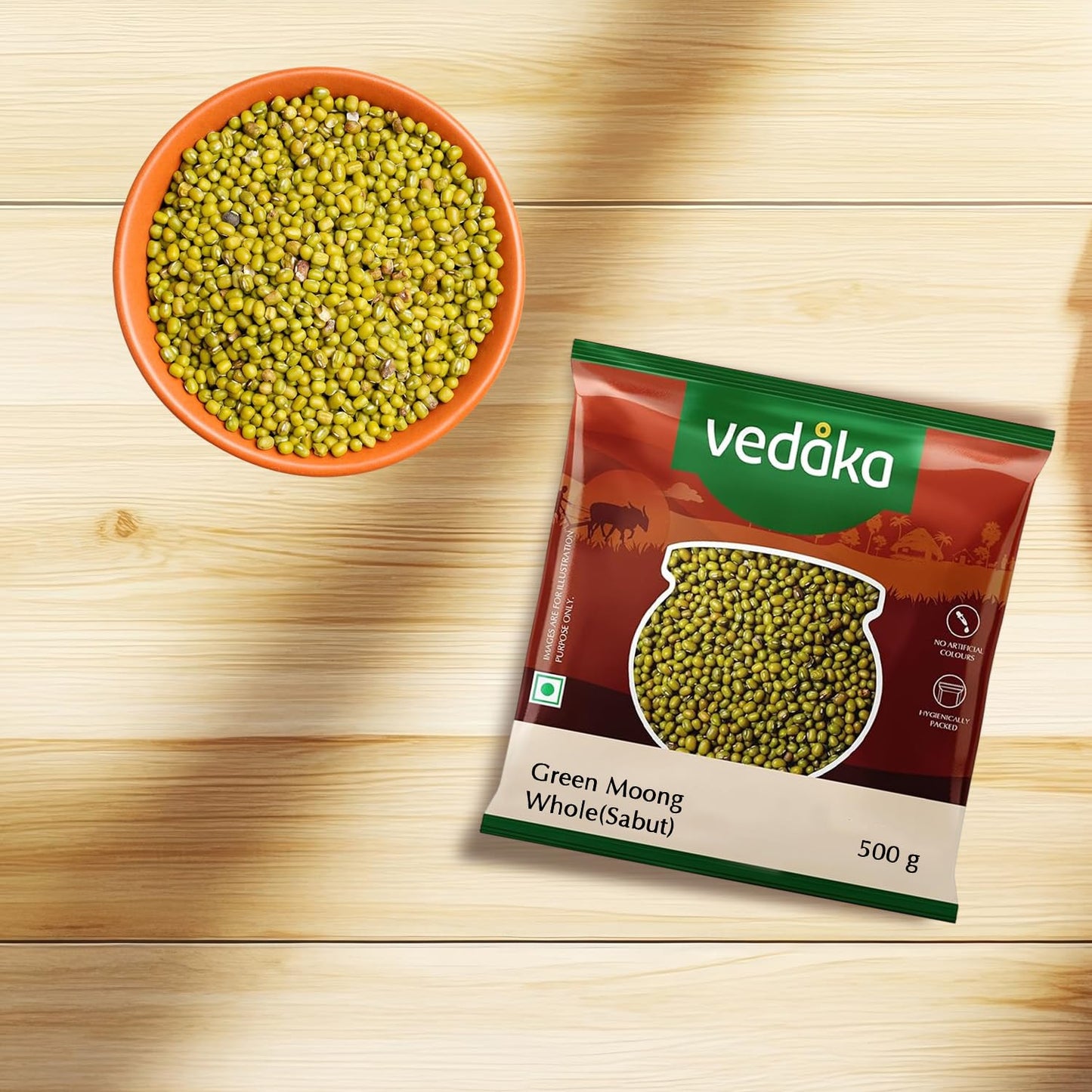 Vedaka Popular Unpolished Green Moong Whole (Sabut), 500 g|Naturally Rich in Protein |Naturally Cholesterol free