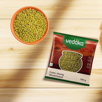 Vedaka Popular Unpolished Green Moong Whole (Sabut), 500 g|Naturally Rich in Protein |Naturally Cholesterol free