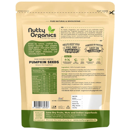 NUTTY ORGANICS Natural Pumpkin Seeds 200GM | Raw Pumpkin Seeds for Eating- Immunity Booster and Protein Rich Seeds | Healthy Diet Snacks | Weight Management