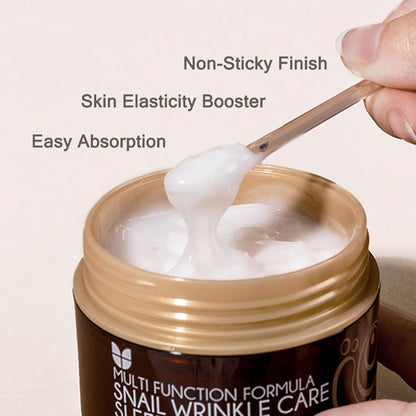 MIZON Snail Wrinkle Care Sleeping Pack, Overnight Mask, For Damaged Skin, Deep Nourishing, Special Night Care, Snail Mucin, Soothing Effect (80ml)