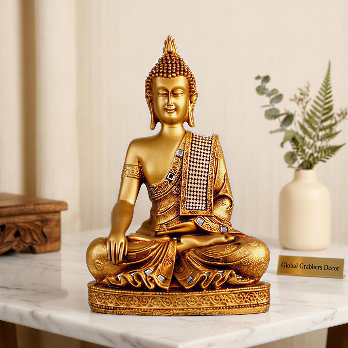 Buddha Idol Statue | Home Decoration Items for Living Room (GOLDEN4)