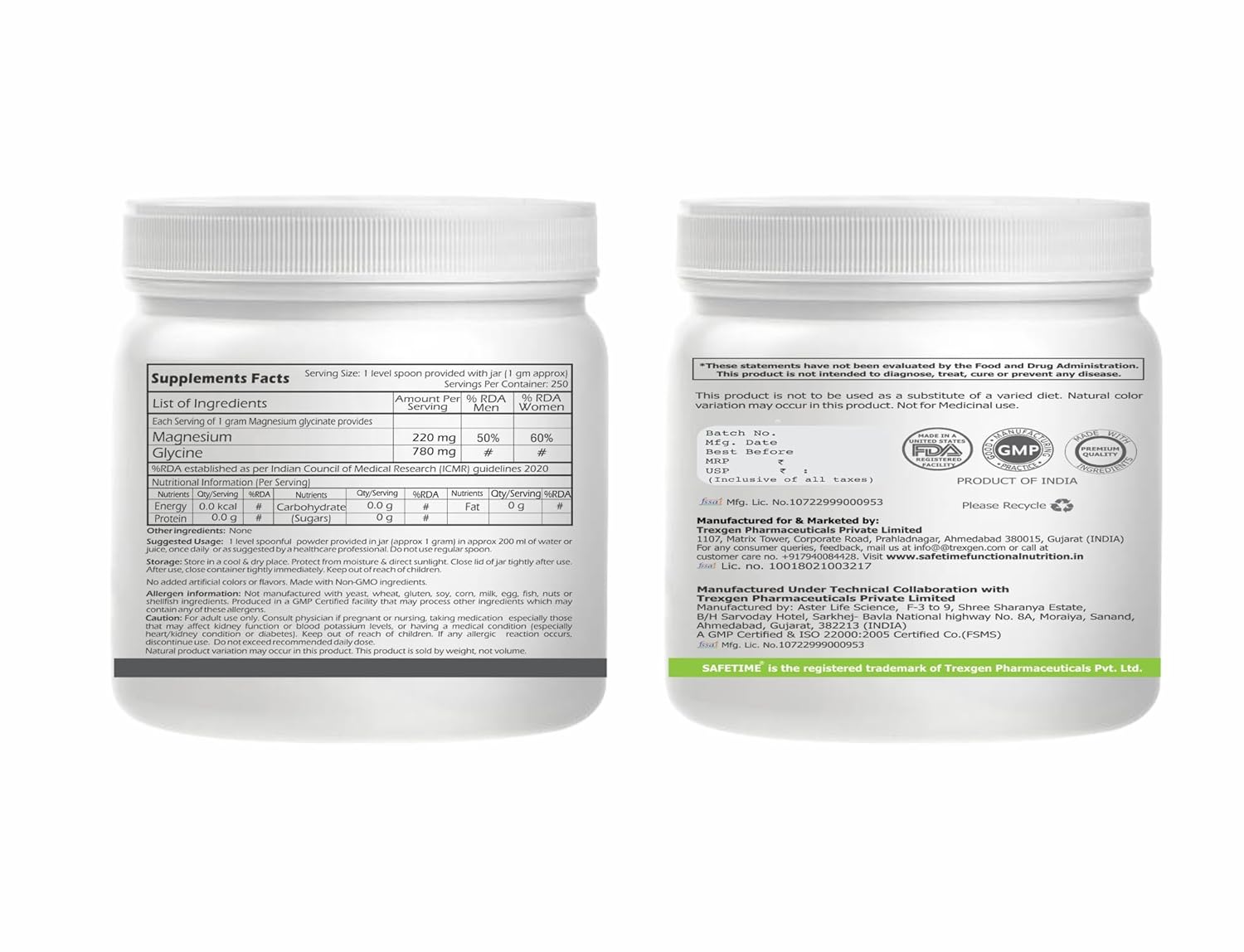 Two supplement containers with labels on a white background