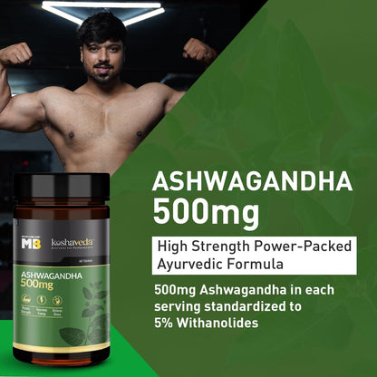 MuscleBlaze Koshaveda Ashwagandha 500mg (60 Tablets) | Ayurveda for Performance, Ayush Approved, High Strength Potent Formula | Boost Muscle Mass & Strength, Enhance Immunity