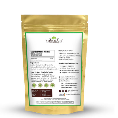 Triphala Powder 100g | 100% Pure & Natural | Digestive Cleanser, Detox Supplement & Immunity Booster | Haritaki, Bibhitaki & Amla | Ayurvedic Herbal Powder
