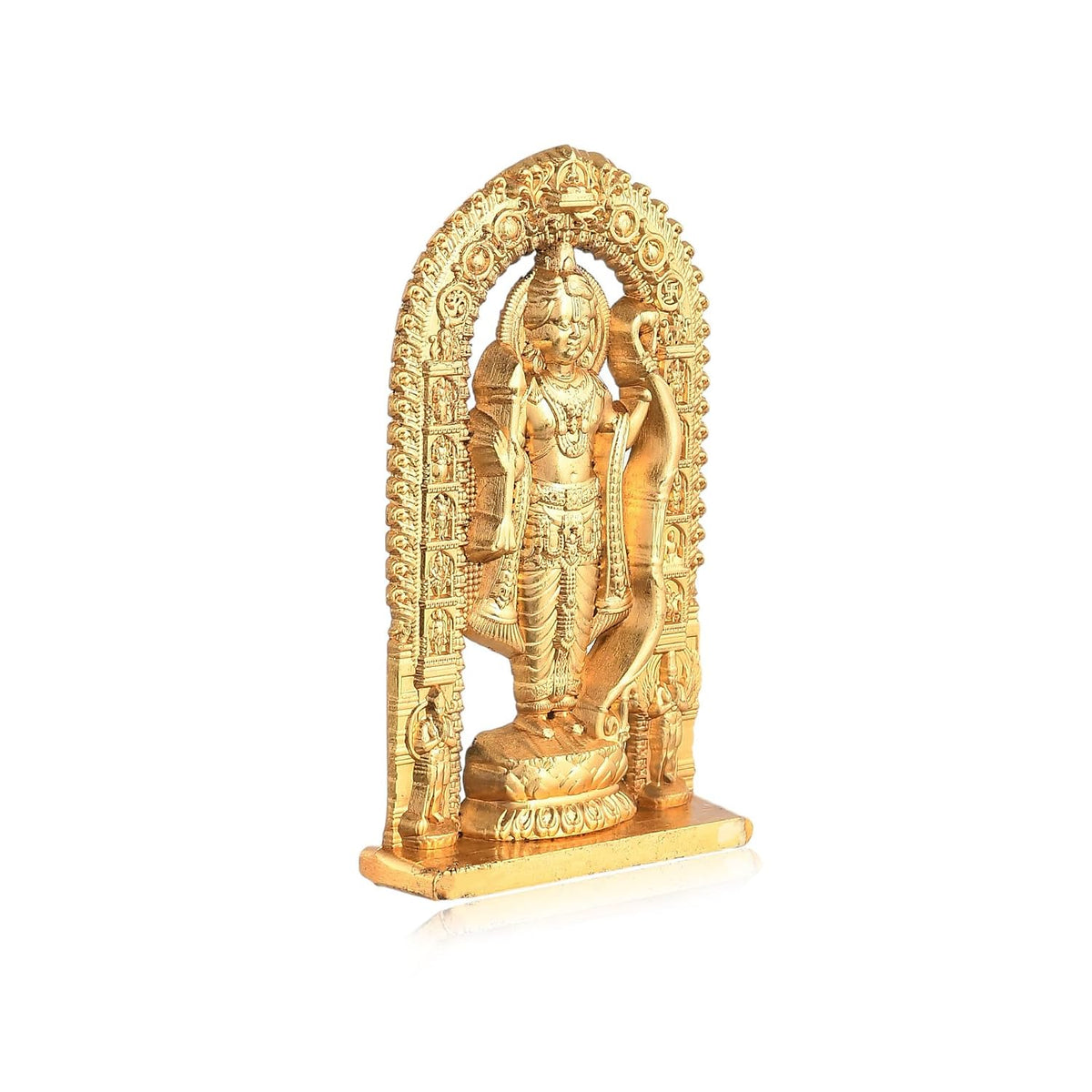 Metal Ram Lalla Idol Ayodhya Golden Metal Shree Ram Lalla Murti Ayodhya Ram Idol for Home Decor, Pooja, Temple Mandir Housewarming Gifts Unique Set of 1 (Height - 2.7 Inch)