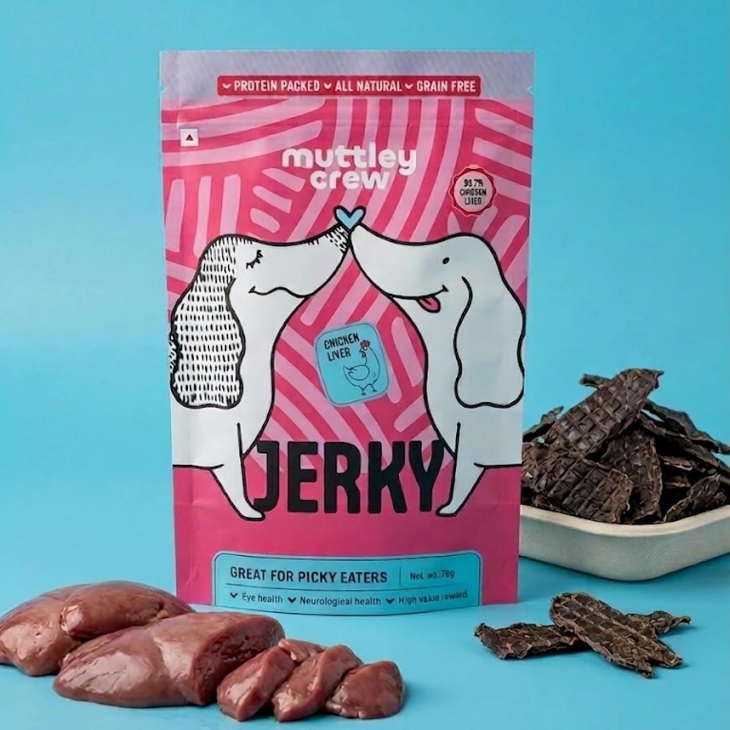 Muttley Crew Chicken Liver Dog Jerky with Real Chicken Liver | Healthy Adult Dog Treats for Easy Digestion | All Natural (75 Gram)