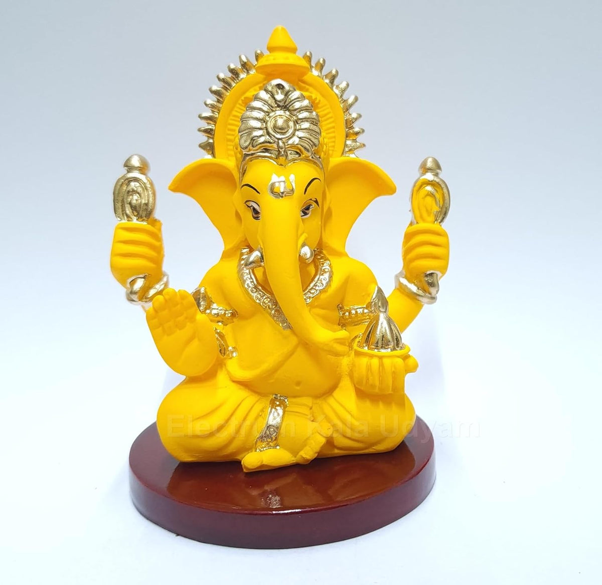 Handcrafted Poly Resin Ganesha Statue with Base - Perfect for Car Dashboard, Office Desk, Shelves, and Home Decor - Ideal Housewarming Gift! (4HANDMANGOTERRACOTTAMDF)