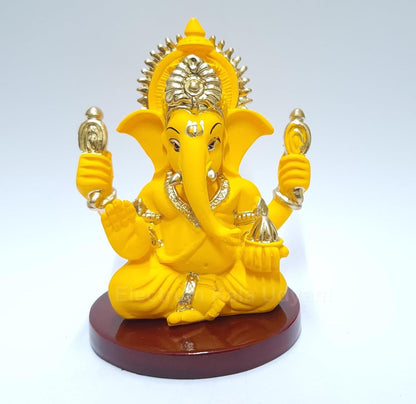 Handcrafted Poly Resin Ganesha Statue with Base - Perfect for Car Dashboard, Office Desk, Shelves, and Home Decor - Ideal Housewarming Gift! (4HANDMANGOTERRACOTTAMDF)