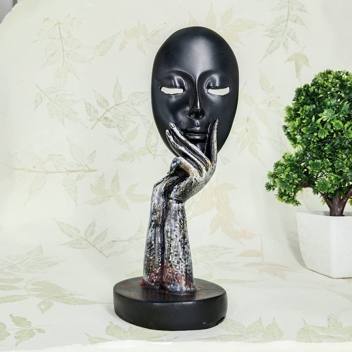 Face Lady Polyresin Piece Statue And Artifacts For Home Decor, Living Room, Wall Decoration Polyresin Showpiece For Gifting, Interiors (Face Lady Black, 5 Cm, 5 Cm)