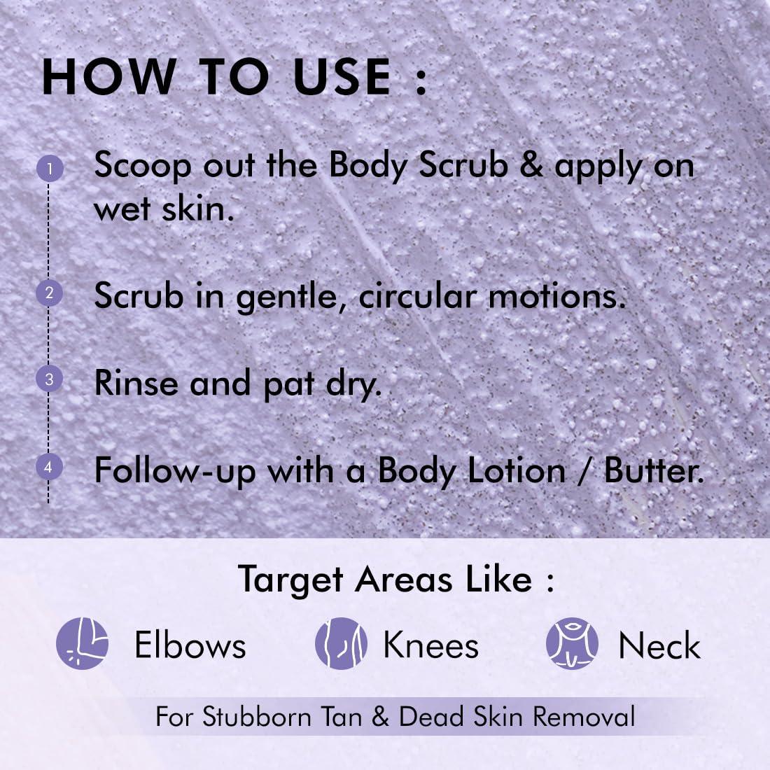 Instructions for using a body scrub with a textured background