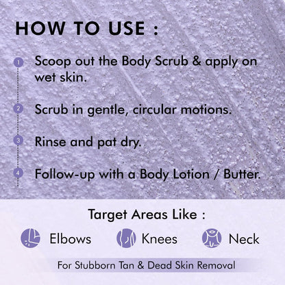 Instructions for using a body scrub with a textured background