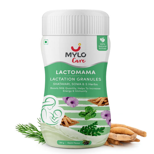 MYLO Care Lactomama lactation granules packaging on a white background