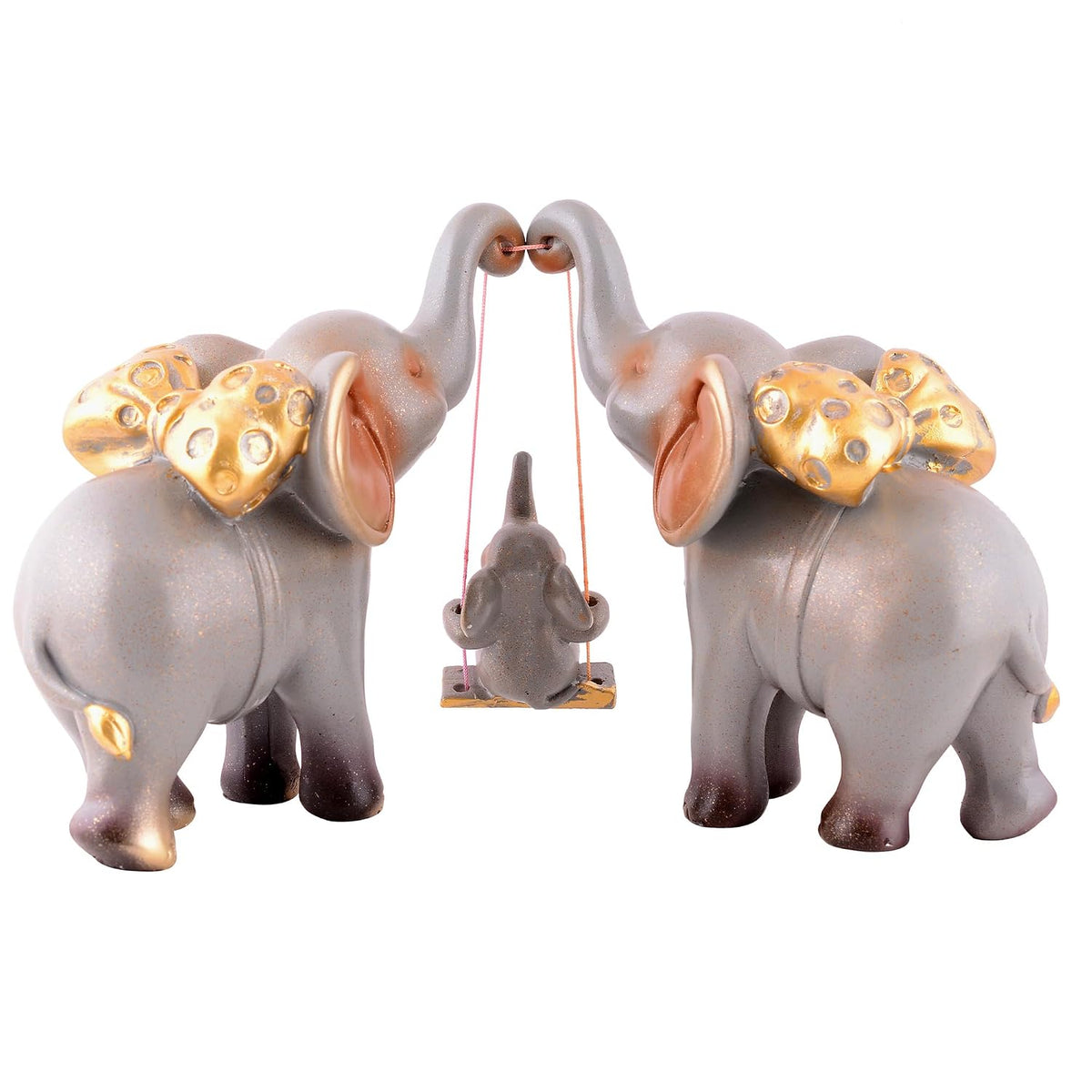 Decorative Elephant Family Showpiece Home & Office Decor(Grey)