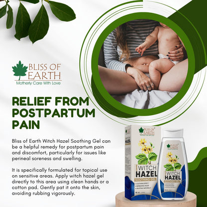 Bliss of Earth Witch Hazel Gel for Hemorrhoids, Diaper Rashes, Postpartum Soothing Relief from Swelling and Discomfort, 110ml