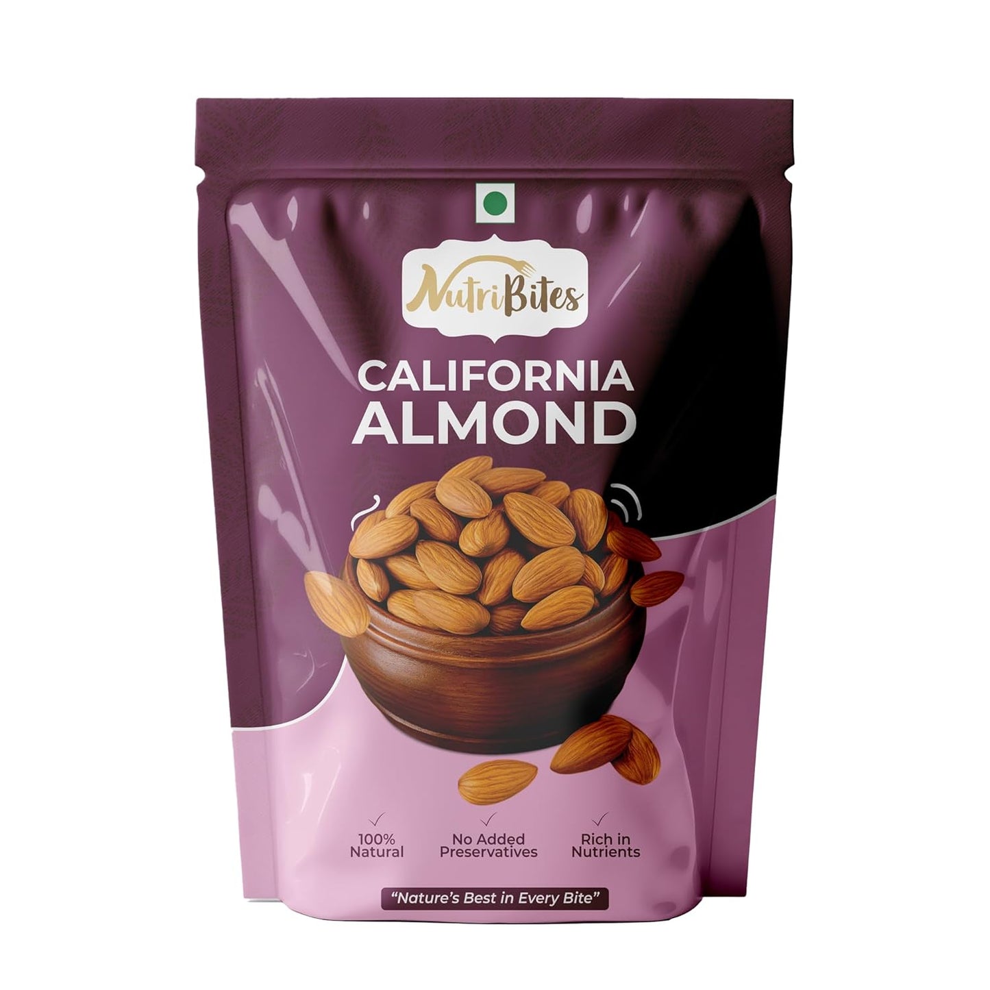 Nutribites Premium Californian Almonds | Badam Giri | High in Fiber & Boost Immunity | Rich in Protein | Whole Badam, Dry Fruits, Healthy Snacks - Pouch