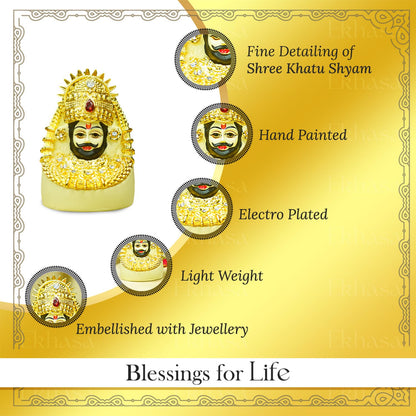 Aura Series Resin Khatu Shyam Ji Murti Car Dashboard Idol | Shyam Baba Murti (Handpainted, Resin, Size: 6.3 cm)