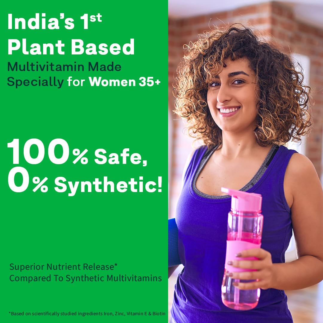 OZiva Plant Based Multivitamins for Women 35+| For Hormonal Health, Skin & Hair, Bone Health| With Chasteberry, Vitamin E & D3, 50 Vegetarian Capsules