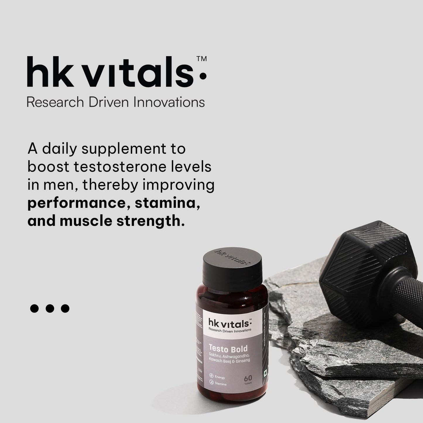 HealthKart hk vitals Testo Bold (60 Tablets) | Testosterone Booster for Men| For Energy, Stamina, & Strength