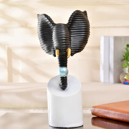 Spiral Seashell Elephant Figurine, Black
