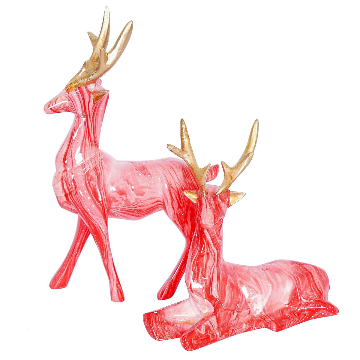 Deer Showpiece for Home Decor & Office Decor (Set of 2) 38% Off (Baby Pink) ,Resin