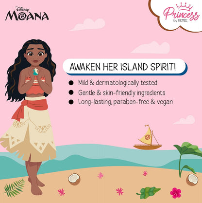 Princess by RENEE Disney Moana Tropical Bliss Fragrance Body Mist, Mild & Long Lasting Scent with Fruity & Floral Notes of Juicy Melon & Sweet Vanilla, Dermatologically Tested, Cruelty-Free, 30ml