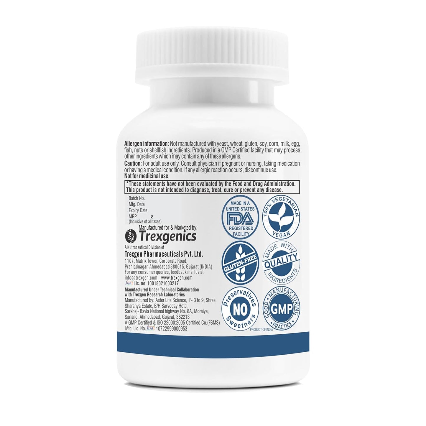 Trexenetics supplement bottle with label on a white background