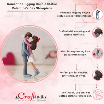 eCraftIndia Valentine Gift for Girlfriend Boyfriend Romantic Hugging Couple Statue Decorative Showpiece (Resin) Valentines Gift for Husband Wife Her Him Valentine Day Decoration Items