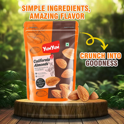 Yum Yum California Almonds/Badam Whole, 1Kg, Real Nuts, High in Fiber, Badam Giri, Rich in Protein, Magnesium, Phosphorus and Dietary Fibre, Dry Fruits