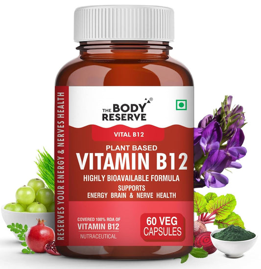 Bottle of The Body Reserve Vitamin B12 supplement with a white background